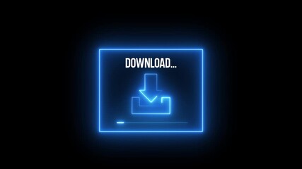 neon glowing download button icon, arrow symbol elements of web in neon style icons, virtual download icon. 4k