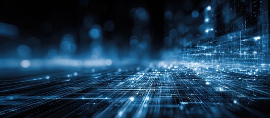 Abstract Digital Cityscape: A Futuristic Network of Light and Data