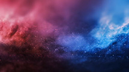 Wall Mural - Red and blue cosmic nebula background with star dust texture