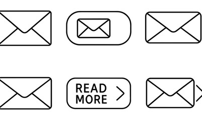 Wall Mural - Linear icons of envelopes and read more button for web design