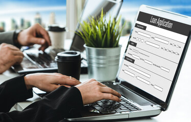 Wall Mural - Online loan application form for modish digital information collection on the internet network
