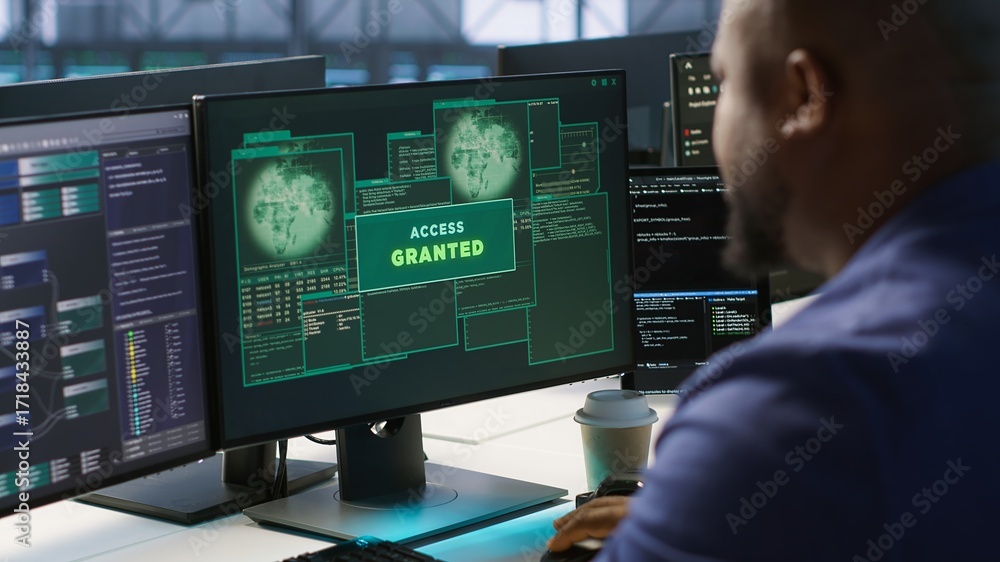 Satisfied server hub programmer pleased after installing cybersecurity ...