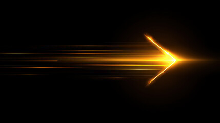 Wall Mural - Dynamic golden arrow symbolizes speed and direction, radiating energy against dark background. This striking visual conveys sense of movement and progress