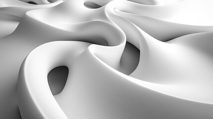 Abstract white wave pattern background with smooth shapes and textures forming a flowing organic