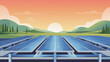 © HUMAN STUDIO - Solar panel array in sunrise landscape showcasing clean energy and smart technology