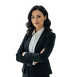 © Tawhidbd - Professional woman in business suit confidently posed with arms crossed transparent background