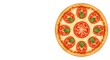 © Ayahe Stock - A flat lay presentation of a pizza featuring tomatoes and fresh basil leaves arranged aesthetically.