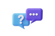 © PNG AI - A survey chat speech bubbles with question mark symbol. Clarification, question, FAQ, QA concept. Survey reaction 3d icon