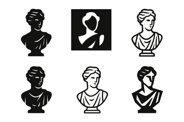 Wall Mural - Sculpture Bust Logos. artistic expression. Set Logo of artistic expression: sculpture bust. 6 harmonious logo variations of the