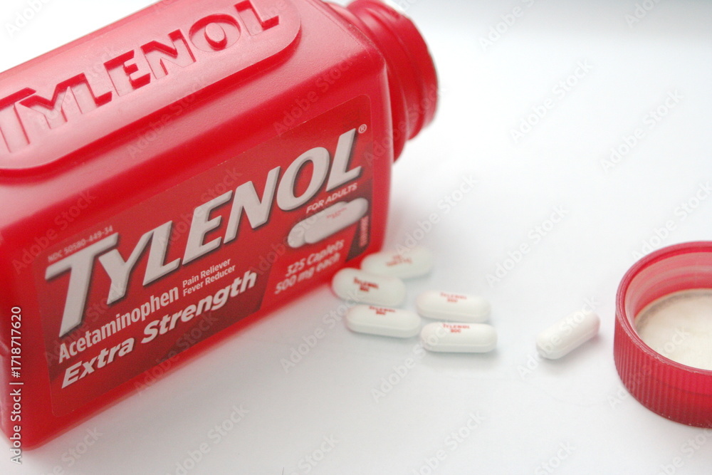 WA-AMERICA - SEP 11 2025 : A close-up shot of a red Tylenol Extra ...