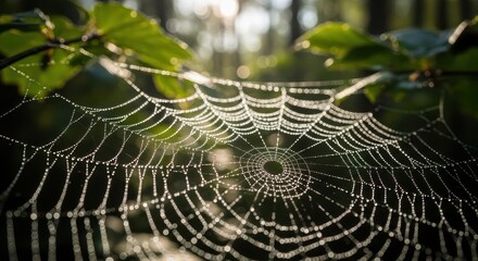 Dew drops on spiderweb nature