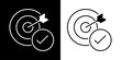 © Tifany - Achieving strategic business goals and mission success, represented by a target, arrow, and an approval checkmark icon set