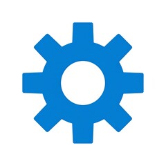 Simple, Solid Blue Gear Icon Against White Background