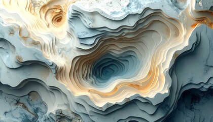 Wall Mural - Abstract fluid art of swirling blue and gold liquid waves creates a beautiful flowing water pattern