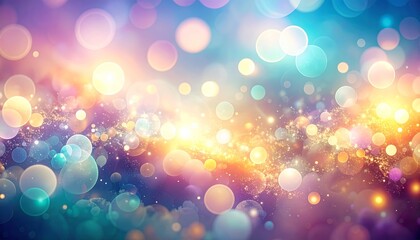 Wall Mural - An abstract, glowing Christmas background with colorful bokeh lights in a festive design