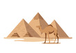 © G Factory - Camel standing before pyramids in Egypt desert scene in shades of brown