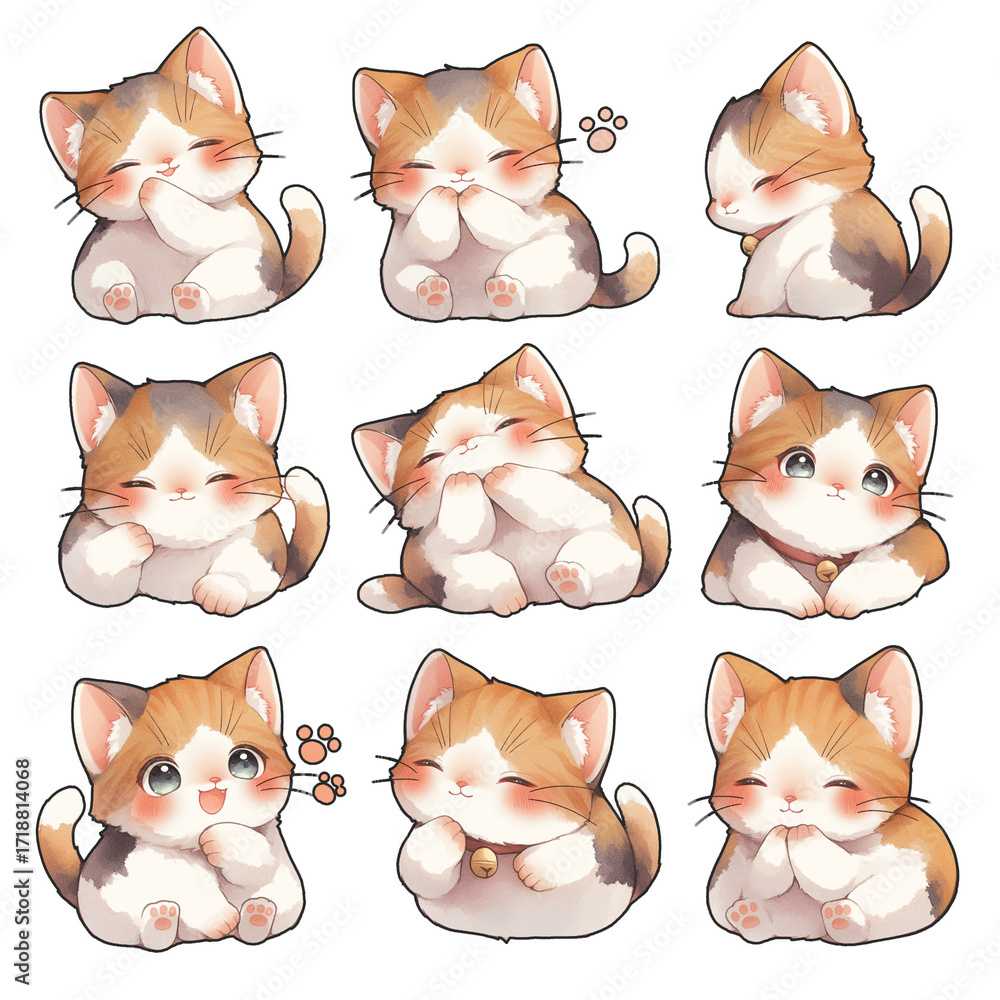 キュートな猫のキャラクターが手描き風にデフォルメされて表現された2D