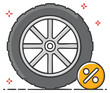 © Олег Штойко - Car wheel with percentage sign and sparkles isolated illustration