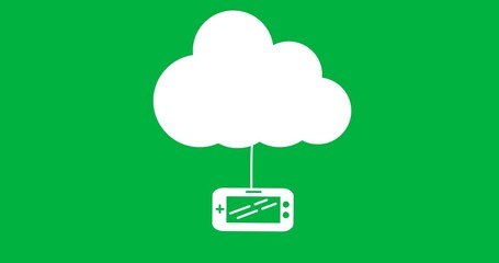 Wall Mural - Designers connecting cloud and gaming console icons for tech illustration on transparent background