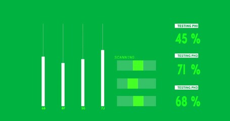 Wall Mural - graphic designer creating tech data chart on transparent background showing bars progress percent