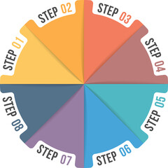 Wall Mural - Circle infographic template with eight elements, steps or options, workflow or process diagram