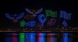 © Ilham - Drone light show with bird and flag shapes illuminating night sky over water