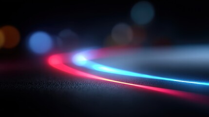 Wall Mural - Colorful Light Trails on Dark Surface with Bokeh Background Effects
