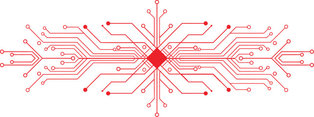 Abstract circuit board technology network red background