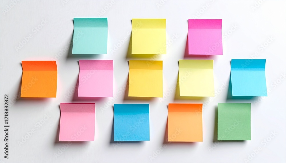 Colorful Sticky Notes in Rows – Stationery for Task Planning and ...
