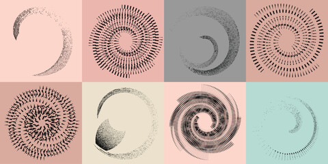 Wall Mural - sprayed black spiral.graffiti art design . noise dispersion circle logo . spray effect .grunge, grai
