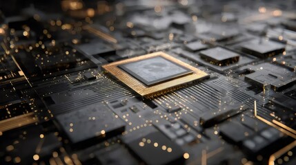 Golden Cpu on Circuit Board Electronic Components