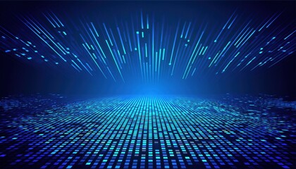 Wall Mural - abstract digital data grid with glowing blue squares representing futuristic technology and virtual 