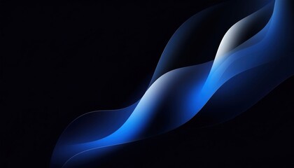 Wall Mural - flowing abstract blue wave design on dark background for modern wallpaper or digital artwork
