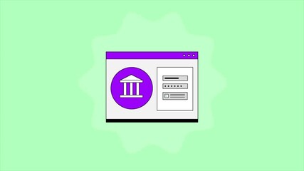 Wall Mural - Secure internet banking, customer using user password authentication to access internet banking services, sending or receiving money securely.