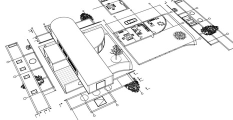 Wall Mural - modern house sketch project 3d illustration