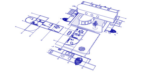 Wall Mural - modern house sketch project 3d illustration