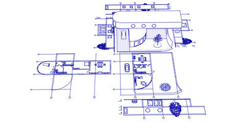 Wall Mural - modern house sketch project 3d illustration