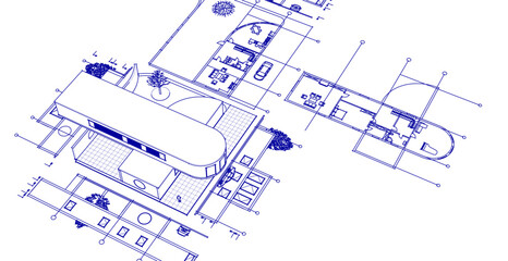 Wall Mural - modern house sketch project 3d illustration