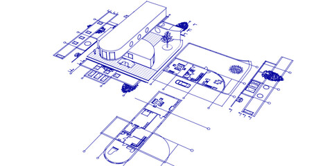 Wall Mural - modern house sketch project 3d illustration