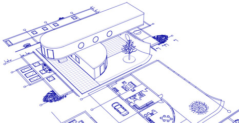 Wall Mural - modern house sketch project 3d illustration
