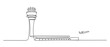 © MofajjolHossen - Airport tower. Transportation public area drawing by simple continuous line. one line Icon drawing with white background