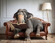 © cuanting - Elephant reading a book on a couch (1)