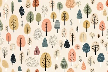 Canvas Print - cute tree pattern art backgrounds.