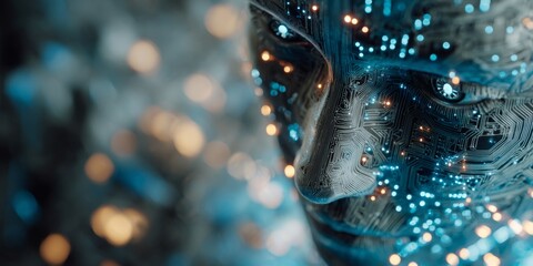 Wall Mural - Abstract representation of artificial intelligence concepts with glowing elements and digital patterns in a futuristic background