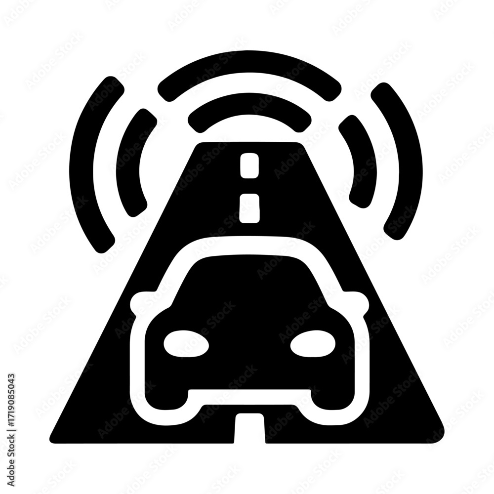 Smart road icon, autonomous vehicle infrastructure, intelligent ...