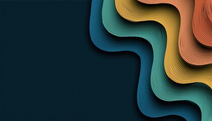 Wall Mural - abstract layered color design with soft curves and vibrant palette in rich blue orange teal and yellow tones perfect for modern background