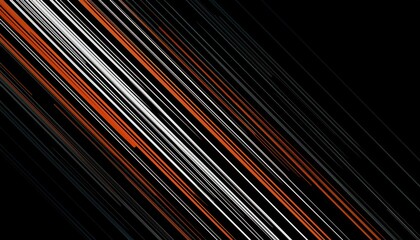Wall Mural - abstract dynamic orange and white lines crossing black background, modern diagonal streaks for wallpaper, commercial design, editorial use