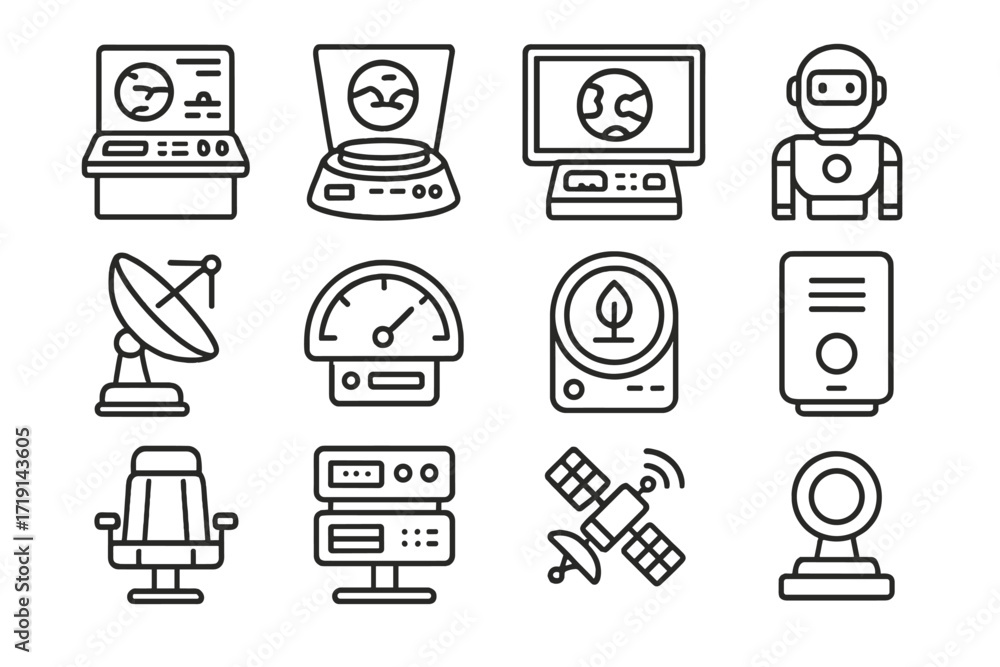 Terraforming Command Icons. Outline icon set of Terraforming command ...