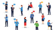 © GedhangKlutuk - Diverse set of cartoon people using smartphones and tablets for social media communication and browsing online. Vector Illustrations. EPS Editable
