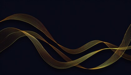 Wall Mural - golden abstract wave lines flowing across dark background with smooth gradient, modern futuristic texture for wallpaper or digital art background